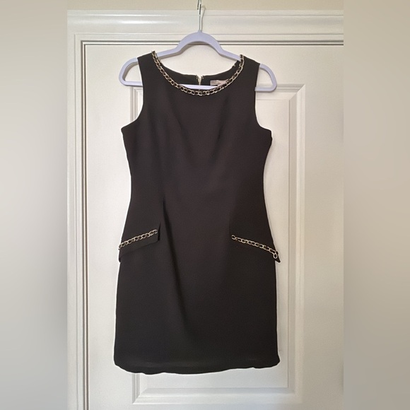 Black Mini Dress with Gold Chain Size M - Picture 2 of 8